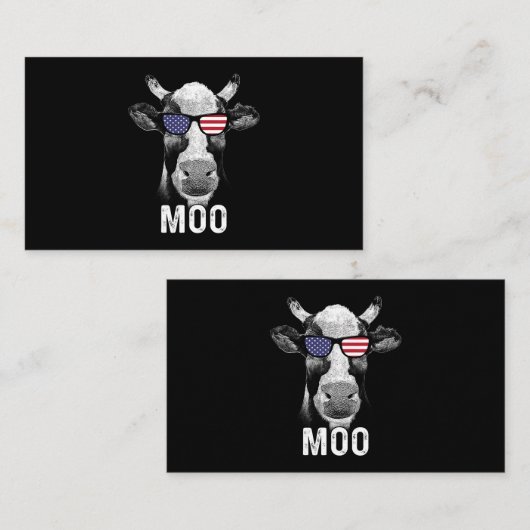 Moo Funny Koe Amerikaanse vlag op 4 juli Visitekaartje (Voorkant / Achterkant)