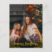 Moo Gebladerte Goud Folie Script Foto Kerstmis Briefkaart (Voorkant)