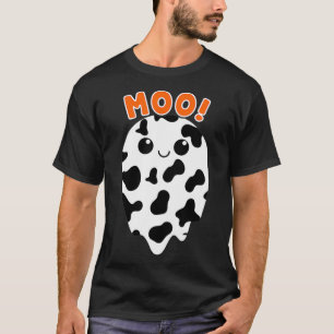 Moo Ghost Funny Koe Print Ghost Cute Koe Patroon H T-shirt