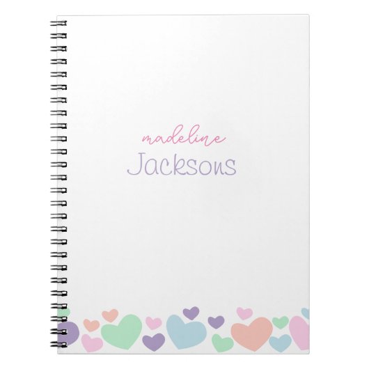 Moo Hart Paars Meisjesachtig Schrift Notitieboek (Voorkant)