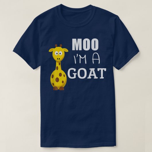 Moo I a Goat Funny Cartoon Giraffe Graphic Ironi T-shirt (Design voorkant)