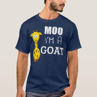 Moo I a Goat Funny Cartoon Giraffe Graphic Ironi T-shirt