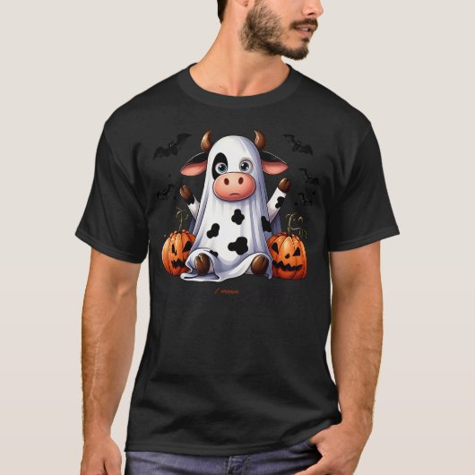 Moo I Mean Boo Funny Cow Lover Halloween Ghost T-shirt (Voorkant)