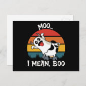 Moo I Mean Boo Funny Ghost Koe halloween Briefkaart (Voorkant / Achterkant)