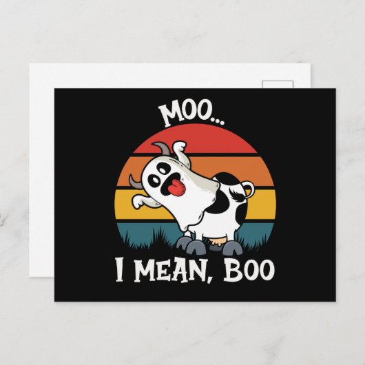 Moo I Mean Boo Funny Ghost Koe halloween Briefkaart (Voorkant / Achterkant)