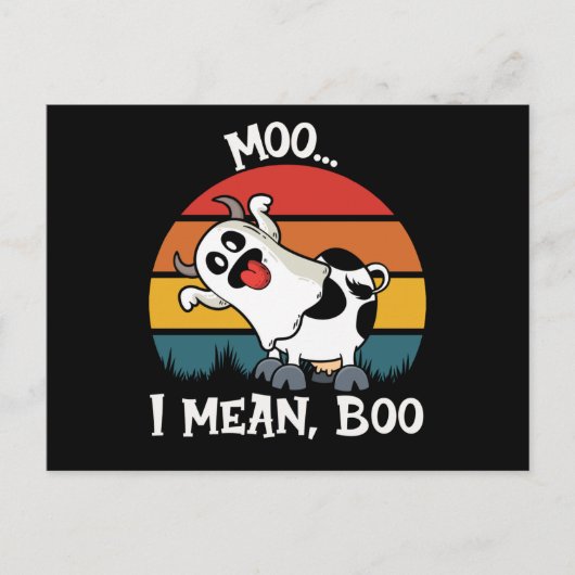 Moo I Mean Boo Funny Ghost Koe halloween Briefkaart (Voorkant)