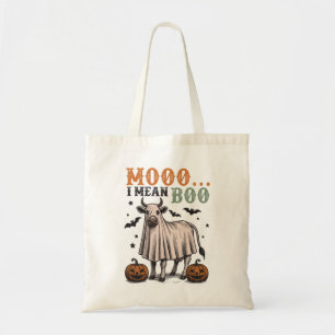 Moo I Mean Boo Funny Koe Halloween Tote Bag