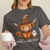 Moo I Mean Boo Highland Cow Halloween Ghost Tri-Blend Shirt
