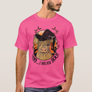 Moo I Mean Boo Highland Koe Halloween Blood Moon T-shirt