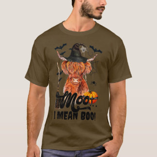 Moo I Mean Boo Witch Scottish Highland Koe Halowe T-shirt
