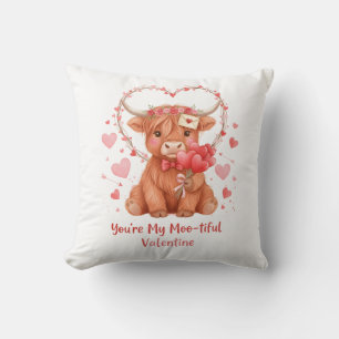 Moo-iige Valentijn Cute Watercolor Hoogland Koe Kussen