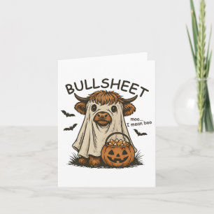 Moo... Ik bedoel Boo Bullsheet Koe Ghost Halloween Kaart