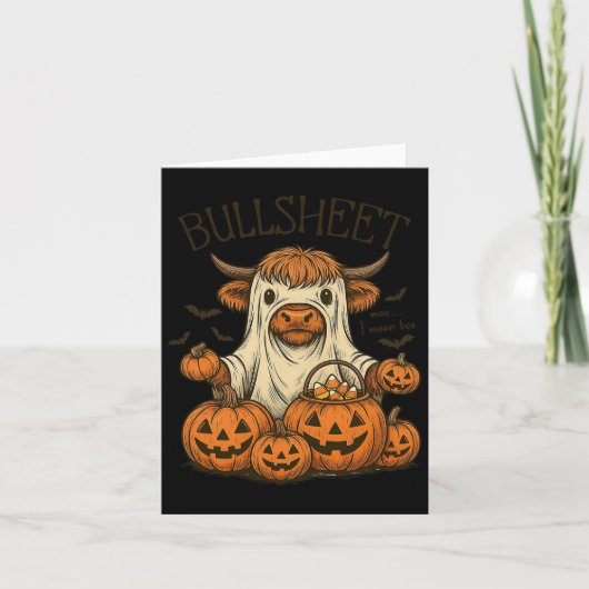 Moo... Ik bedoel Boo Bullsheet Koe Ghost Halloween Kaart (Voorkant)