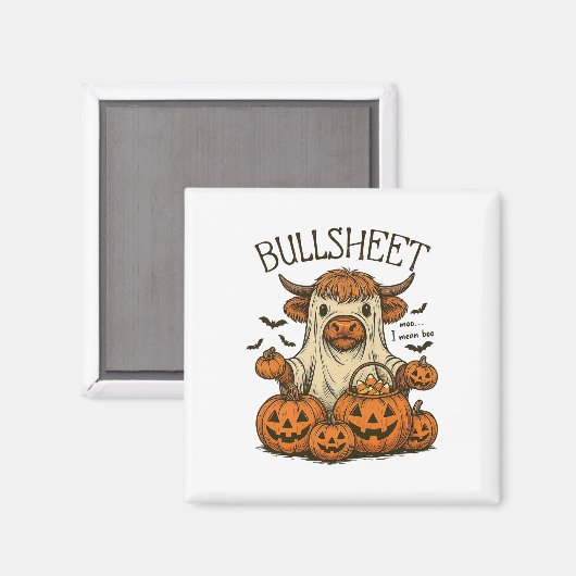 Moo... Ik bedoel Boo Bullsheet Koe Ghost Halloween Magneet (Voorkant / Achterkant)