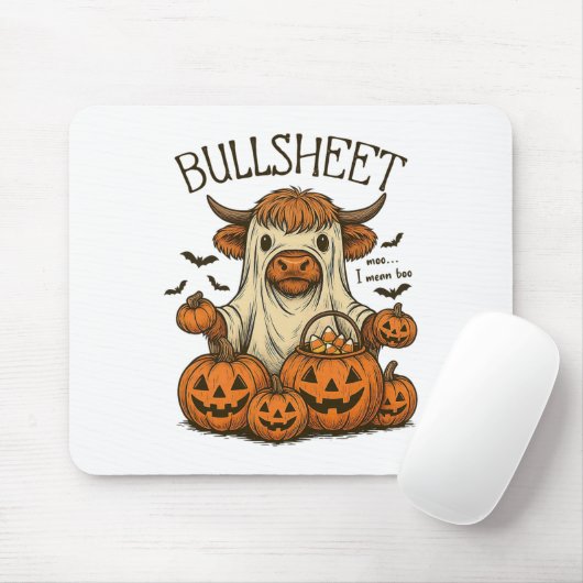 Moo... Ik bedoel Boo Bullsheet Koe Ghost Halloween Muismat (Met muis)