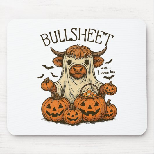 Moo... Ik bedoel Boo Bullsheet Koe Ghost Halloween Muismat (Voorkant)