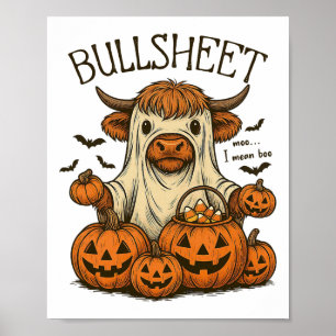 Moo... Ik bedoel Boo Bullsheet Koe Ghost Halloween Poster