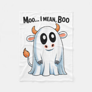 Moo Ik bedoel Boo Funny Highland Koe Ghost Hallowe Fleece Deken