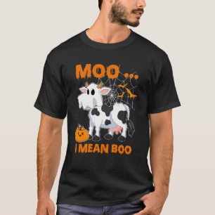 Moo ik bedoel Boo Ghost Koe pompoenkostuum voor Ha T-shirt