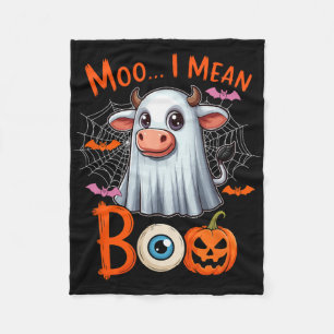 Moo Ik bedoel Boo Halloween Boer Koe Cosplay Boo G Fleece Deken