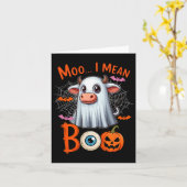 Moo Ik bedoel Boo Halloween Boer Koe Cosplay Boo G Kaart (Gele Bloem)