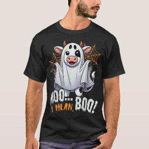 Moo Ik bedoel Boo Koe Ghost Halloween 2025 Kostuum T-shirt