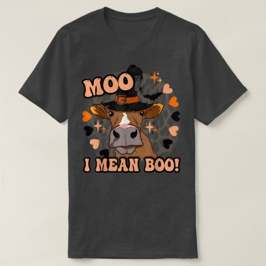 Moo Ik bedoel boo schattige Halloween koe westerne T-shirt (Design voorkant)
