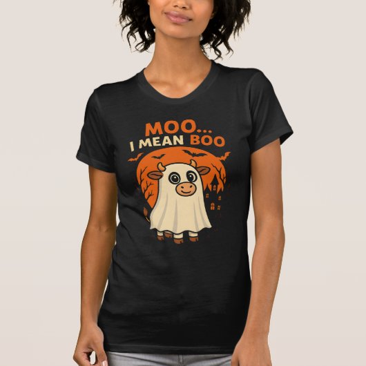 Moo... Ik bedoel Boo - Schattigee Halloween koe - T-shirt (Voorkant)