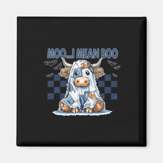 Moo Ik bedoel Boo Spooky Koe Halloween Patchwork S Magneet (Voorkant)