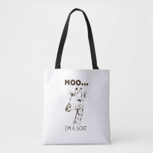 Moo ik ben een Goat Funny Graphic Giraffe Tote Bag