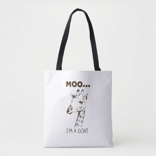 Moo ik ben een Goat Funny Graphic Giraffe Tote Bag (Voorkant)