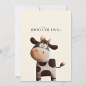 Moo Ik ben Twee Cartoon Koe Tweede Verjaardag Kaart (Achterkant)