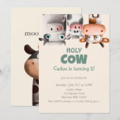 Moo Ik ben Twee Cartoon Koe Tweede Verjaardag Kaart (Voorkant / Achterkant)