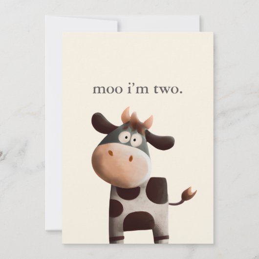 Moo ik ben twee schattige Koe tweede verjaardag Kaart (Achterkant)