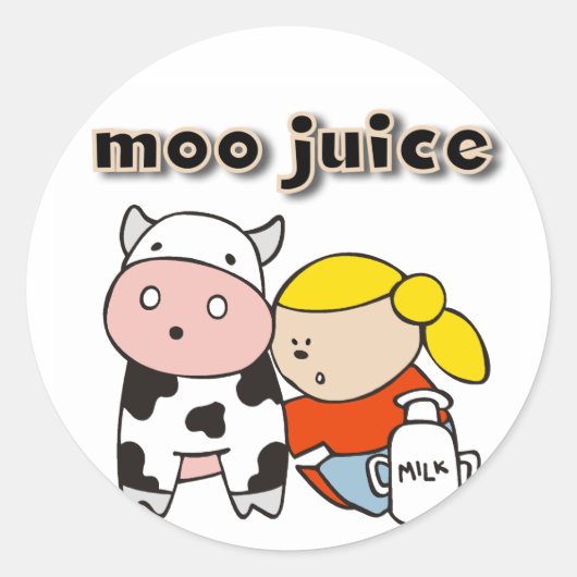 Moo Juice Tshirts en geschenken Ronde Sticker (Voorkant)
