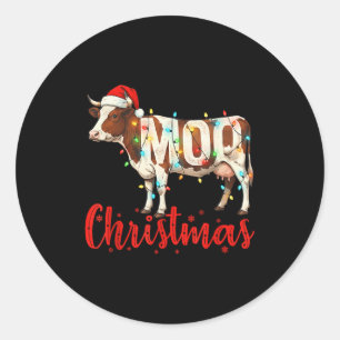 Moo Kerst Grappige Koe Liefhebbers Rundvee Boer Bo Ronde Sticker