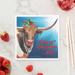 "MOO"-kerst, Longhorn-Koe Servet
