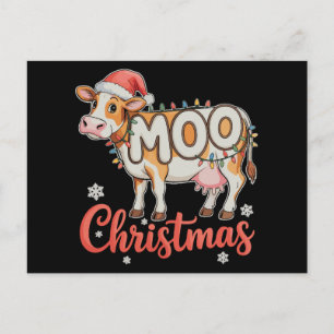 MOO Kerstmis Xmas Lichtjes Koe Boer Boerderij Feestdagenkaart