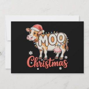 MOO Kerstmis Xmas Lichtjes Koe Boer Boerderij Feestdagenkaart