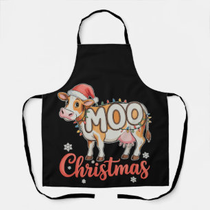 MOO Kerstmis Xmas Lichtjes Koe Boer Boerderij Schort