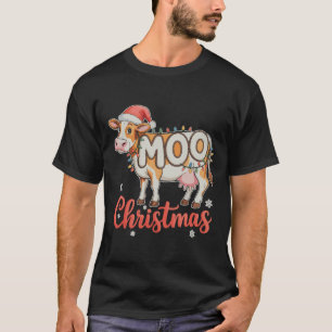 MOO Kerstmis Xmas Lichtjes Koe Boer Boerderij T-shirt