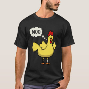 MOO Kip Gele Hen Koe Kippen Humor T-shirt