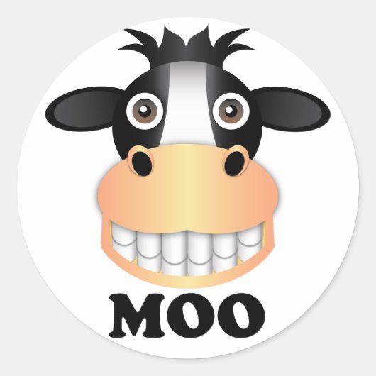 Moo - Klassieke ronde Sticker, glanzend  Ronde Sticker (Voorkant)