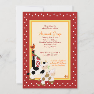 Moo Koe Boerderij Barnyard Baby Shower Invitaties Kaart