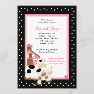 Moo Koe Boerderij Barnyard Baby Shower Invitaties  Kaart