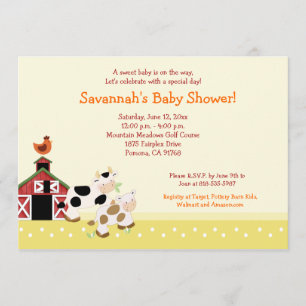 Moo Koe Boerderij Barnyard Baby Shower Invitaties Kaart