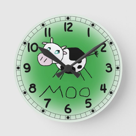 Moo Koe Clock Ronde Klok (Voorkant)
