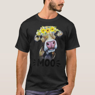Moo Koe Cute Cattle Cowgirl Dairy Farmer Boerderij T-shirt