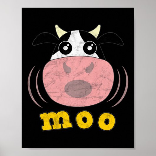Moo Koe Funny Farm Animals Boer Kalf Heifer Milk Poster (Voorkant)