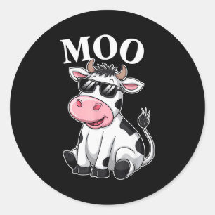 Moo Koe - Grappige Boerenkoe Voor Mannen Vrouwen K Ronde Sticker